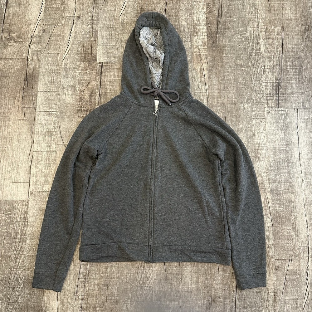 H&M Basics Women's Gray Full‎ Zip Jacket Hooded Drawstring Long Sleeve Size XS